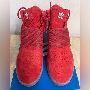 New Adidas Tubular Invader Strap, Size 11 1/2, Red/Red/VINWHT